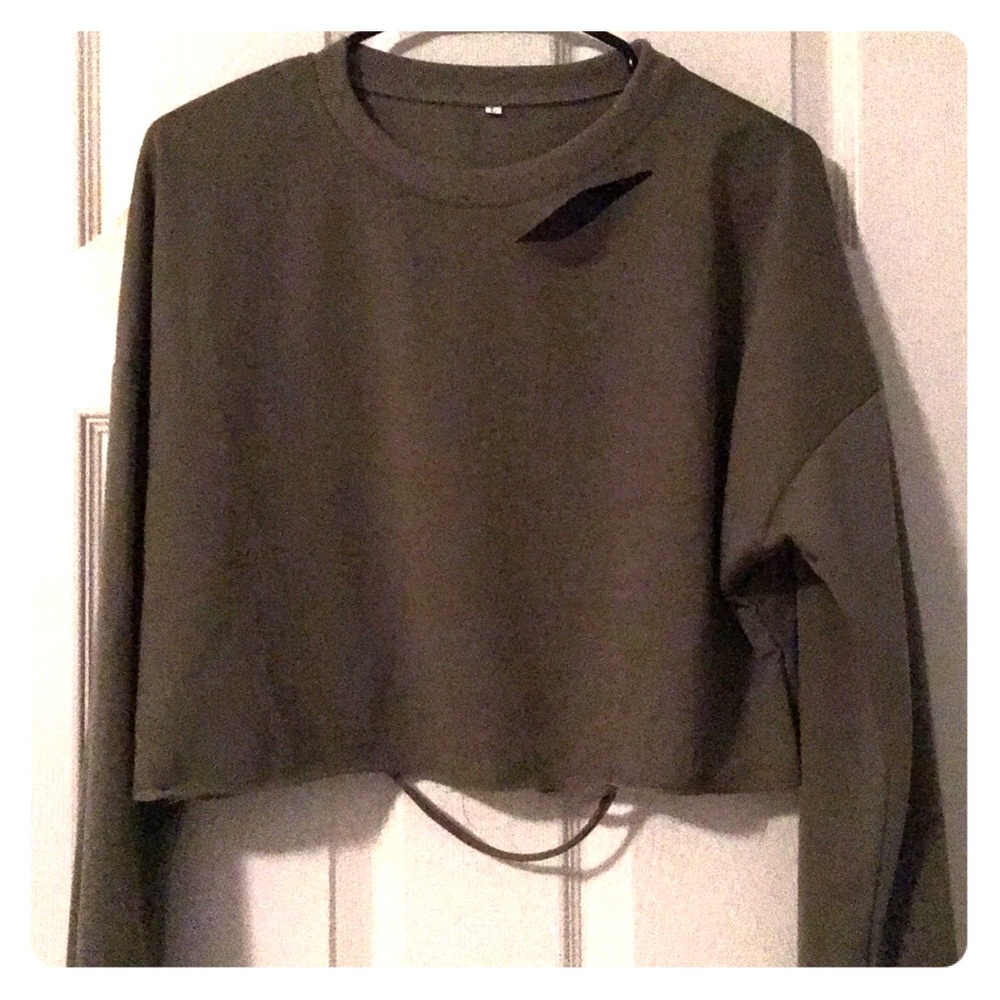 Olive green cropped sweatshirt